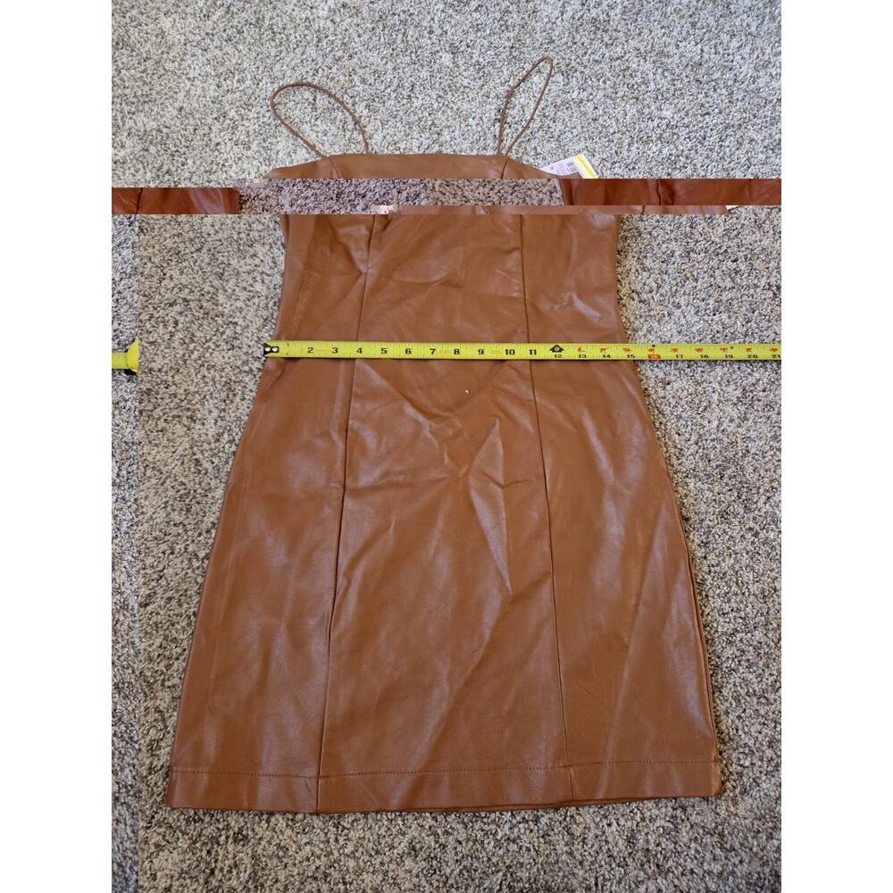 NWT Wild Fable Brown Leather Slip Mini Dress Spaghetti Strap Sz S - Picture 4 of 11